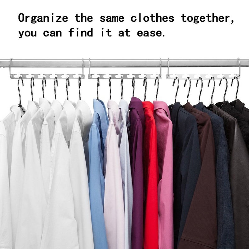CBTONE 6 Pack Closet Space Saving Hangers  Multi-Purpose Metal Magic Hangers Cascading Hanger Updated Hook Design Metal Hangers for Organizing Wardrobe Clothing Hanger - Image 4